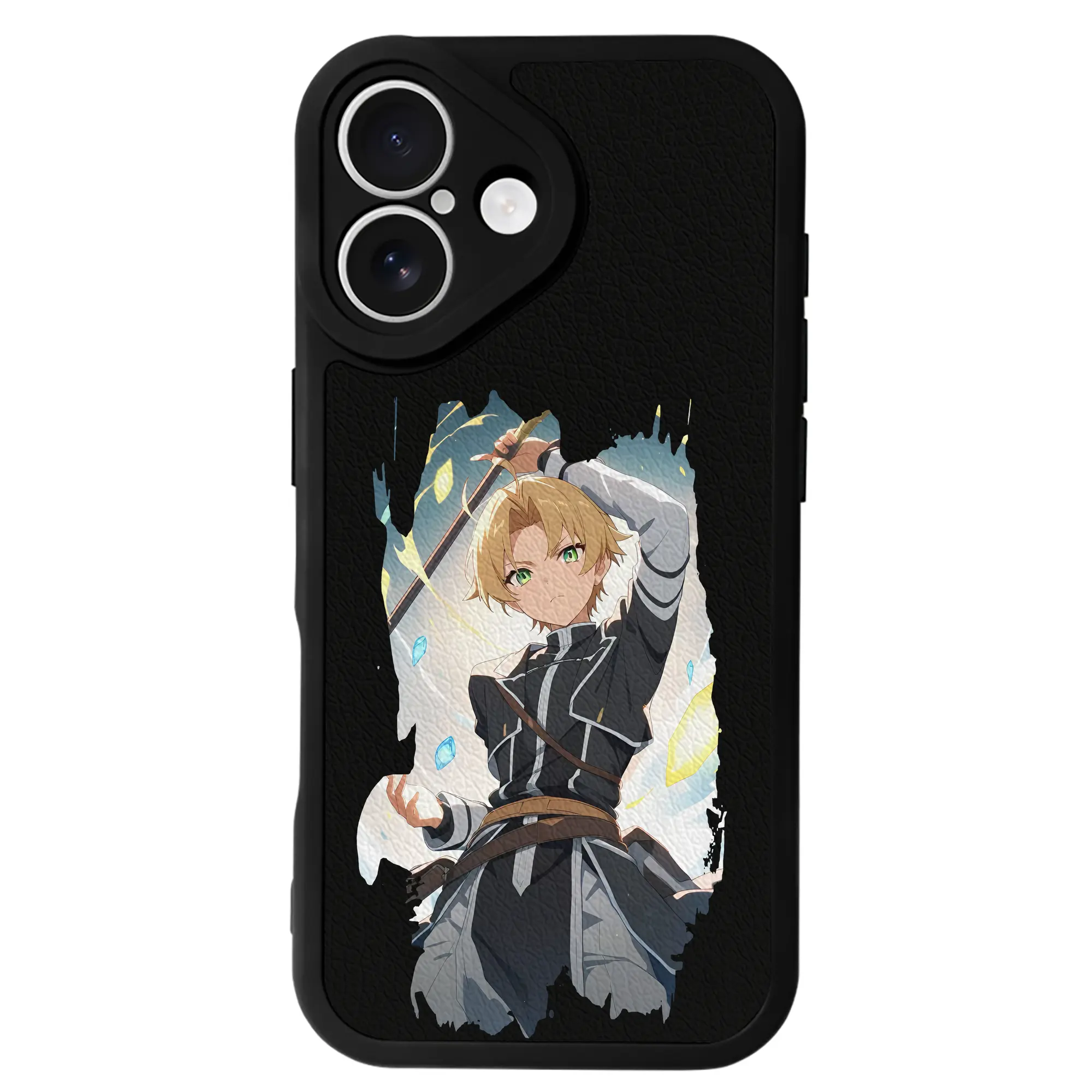 無職転生 グッズ,ルーデウス・グレイラット - IPhone 16シリーズ対応 ・ シリコンスマホケース ・ レザー調 ・ 高精度フィット ・ 耐衝撃 ・ ワイヤレス充電対応 ・ 精密カット